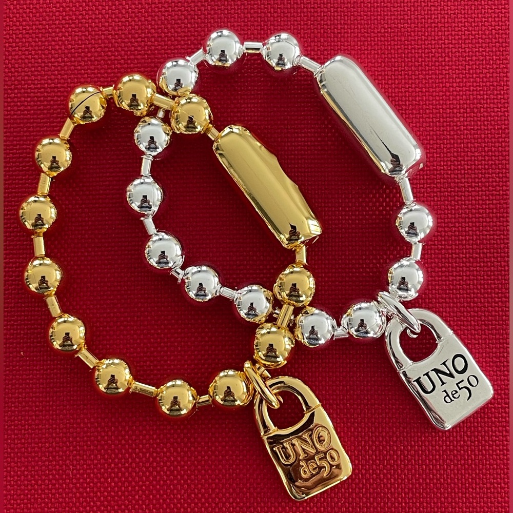 UNO de 50 Silver Beaded Bracelet with Lock Charm - Picture 10 of 16